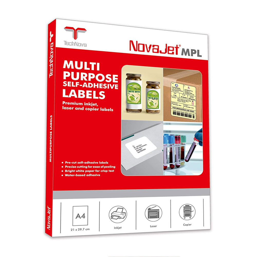 Novajet MPL 12L Paper Label A4 12 Labels sheet 100 Sheets Unit 